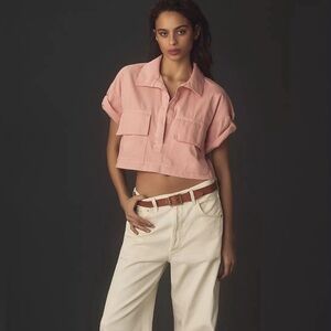 Pilcro Anthropologie Denim Utility Boxy Crop Shirt
